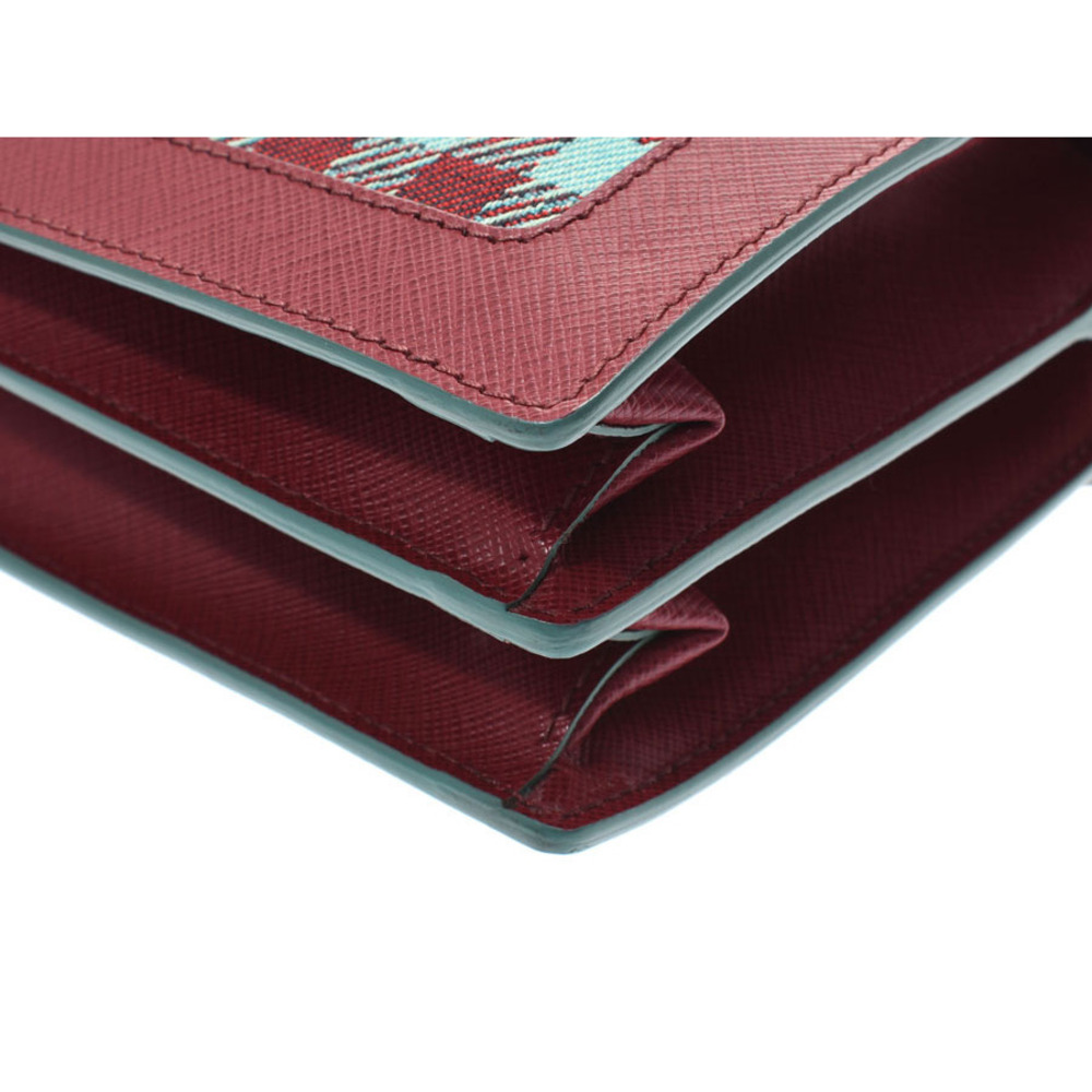 Prada Bag Bordeaux Green Jacquard Purple Saffiano - Picture 7 of 11